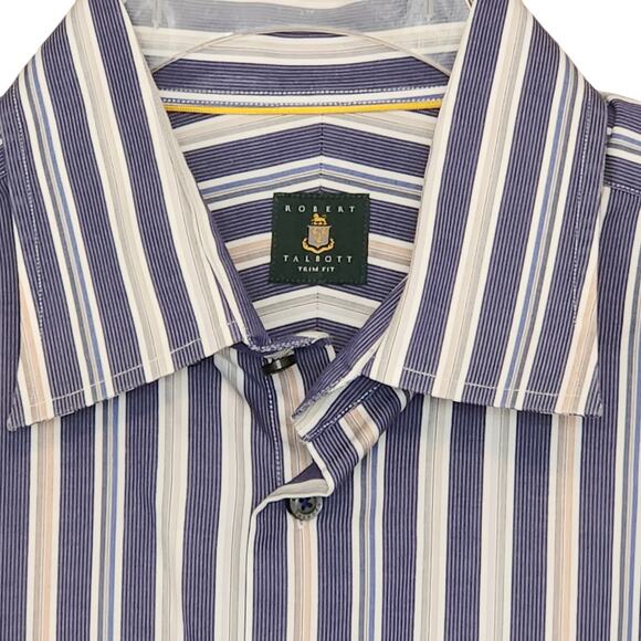 Robert Talbott Trim Fit Striped Cotton Dress Shirt Button-down size large - Picture 1 of 12